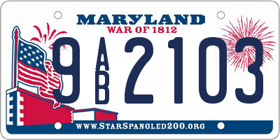 MD license plate 9AB2103