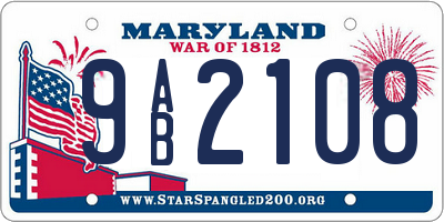 MD license plate 9AB2108