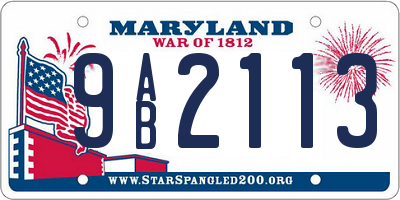MD license plate 9AB2113