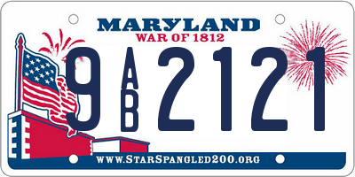 MD license plate 9AB2121