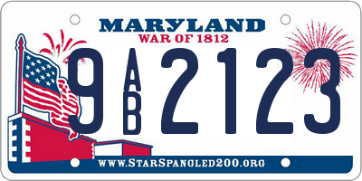 MD license plate 9AB2123