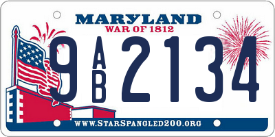 MD license plate 9AB2134