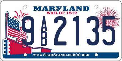 MD license plate 9AB2135
