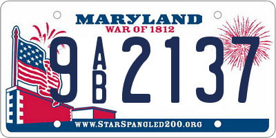 MD license plate 9AB2137