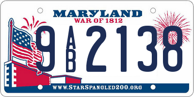 MD license plate 9AB2138