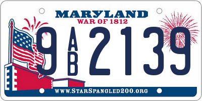 MD license plate 9AB2139