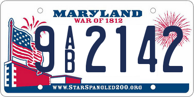 MD license plate 9AB2142