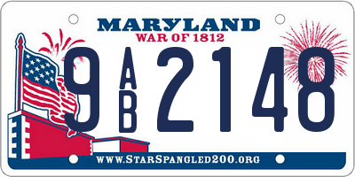 MD license plate 9AB2148