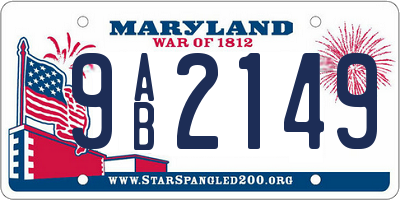 MD license plate 9AB2149