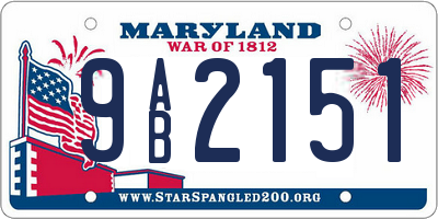 MD license plate 9AB2151