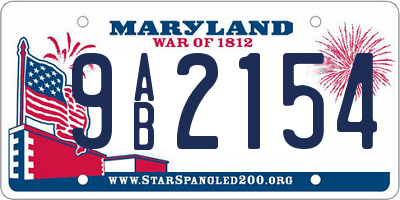 MD license plate 9AB2154