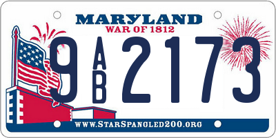 MD license plate 9AB2173