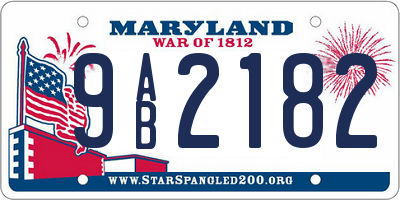 MD license plate 9AB2182