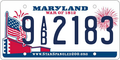 MD license plate 9AB2183