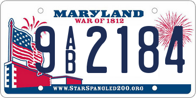 MD license plate 9AB2184
