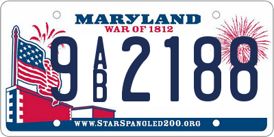 MD license plate 9AB2188
