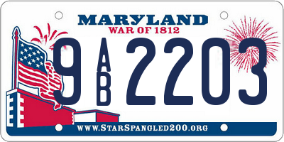MD license plate 9AB2203