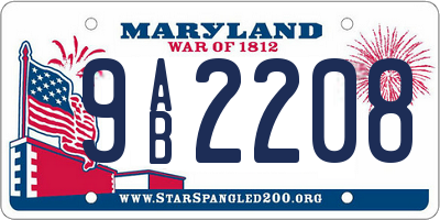 MD license plate 9AB2208