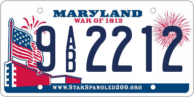 MD license plate 9AB2212