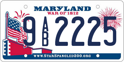 MD license plate 9AB2225