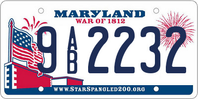 MD license plate 9AB2232