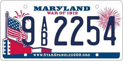 MD license plate 9AB2254
