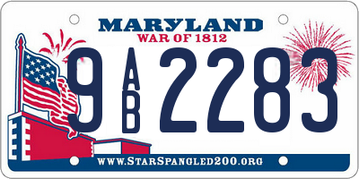 MD license plate 9AB2283