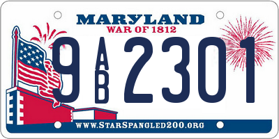 MD license plate 9AB2301