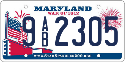 MD license plate 9AB2305