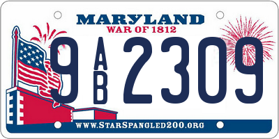 MD license plate 9AB2309
