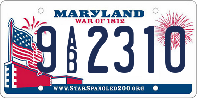 MD license plate 9AB2310