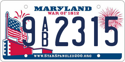 MD license plate 9AB2315