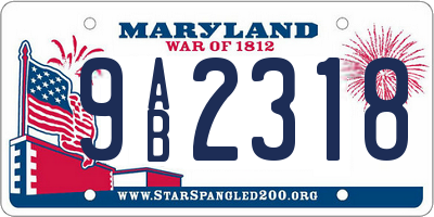 MD license plate 9AB2318