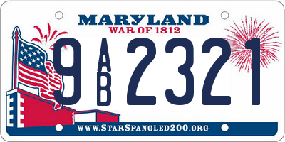 MD license plate 9AB2321