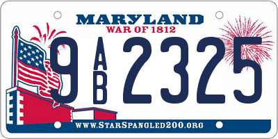 MD license plate 9AB2325
