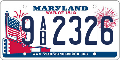 MD license plate 9AB2326