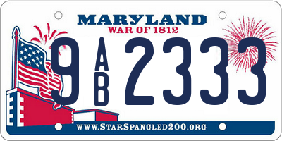 MD license plate 9AB2333