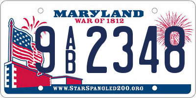 MD license plate 9AB2348