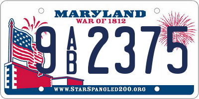 MD license plate 9AB2375