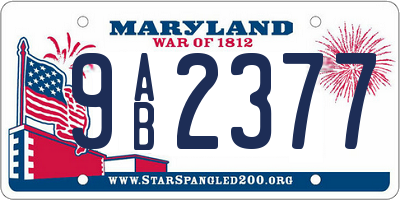 MD license plate 9AB2377