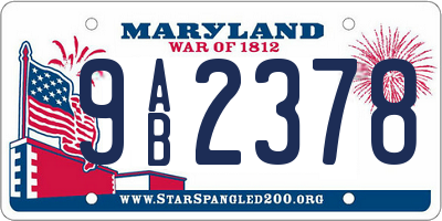 MD license plate 9AB2378