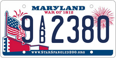 MD license plate 9AB2380