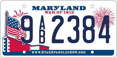 MD license plate 9AB2384