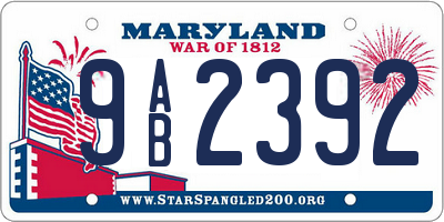 MD license plate 9AB2392