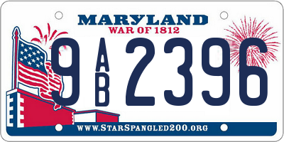MD license plate 9AB2396