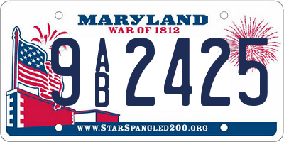 MD license plate 9AB2425