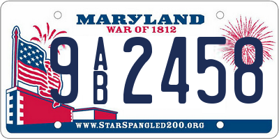 MD license plate 9AB2458