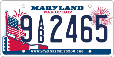 MD license plate 9AB2465