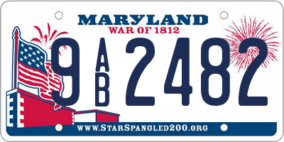 MD license plate 9AB2482