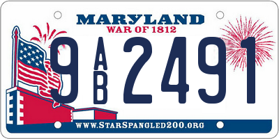 MD license plate 9AB2491